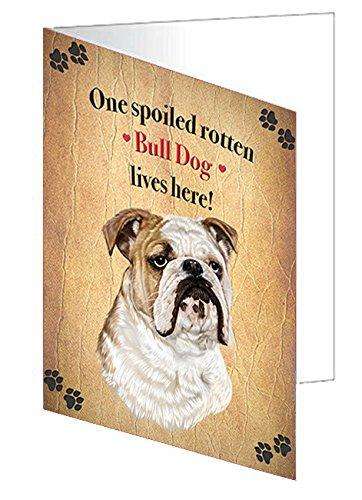 Bull Dog Spoiled Rotten Dog Handmade Artwork Assorted Pets Greeting Cards and Note Cards with Envelopes for All Occasions and Holiday Seasons