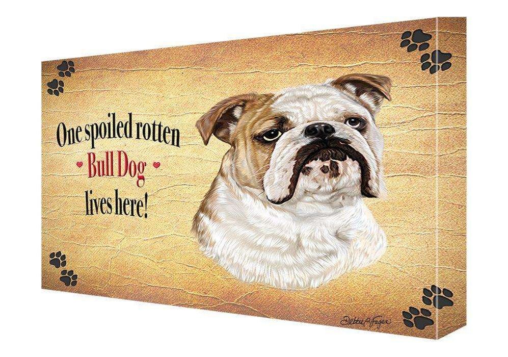 Bull Dog Spoiled Rotten Dog Painting Printed on Canvas Wall Art Signed