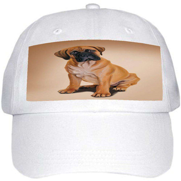 Bull Mastiff Puppy Dog Ball Hat Cap Off White