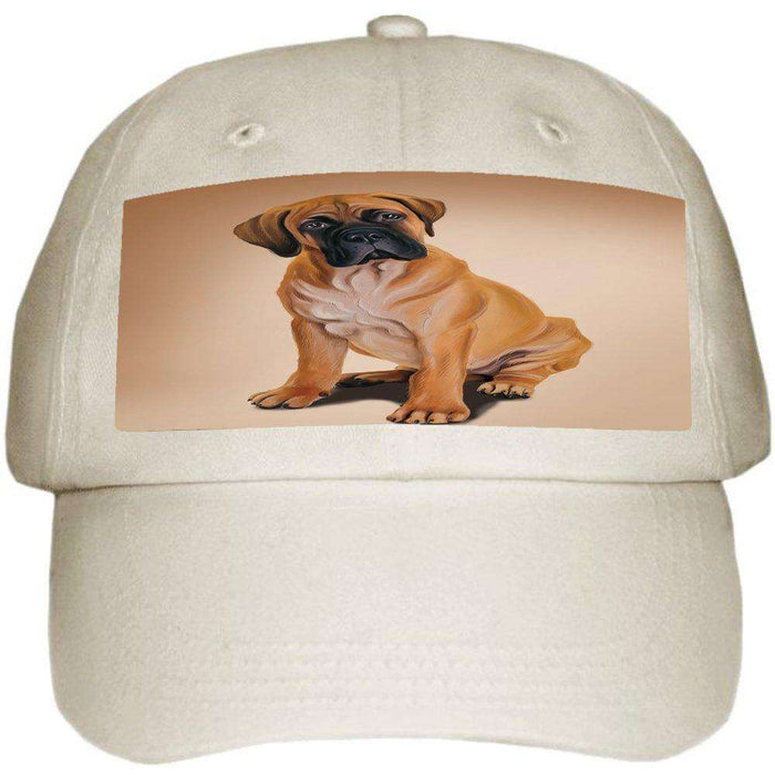 Bull Mastiff Puppy Dog Ball Hat Cap Off White