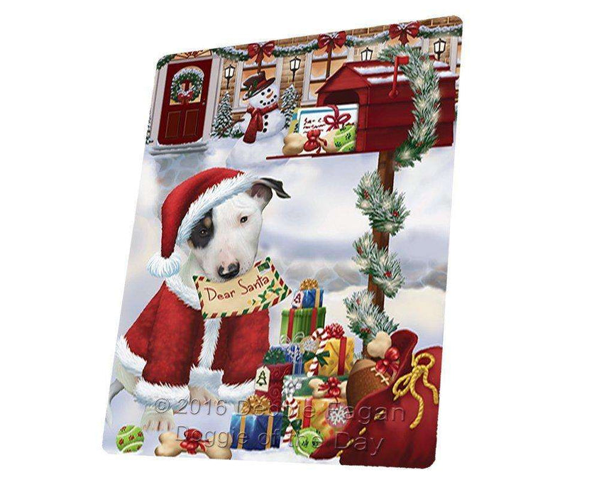 Bull Terrier Dear Santa Letter Christmas Holiday Mailbox Dog Art Portrait Print Woven Throw Sherpa Plush Fleece Blanket