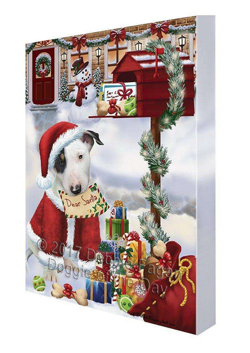 Bull Terrier Dear Santa Letter Christmas Holiday Mailbox Dog Canvas Wall Art (8x10)