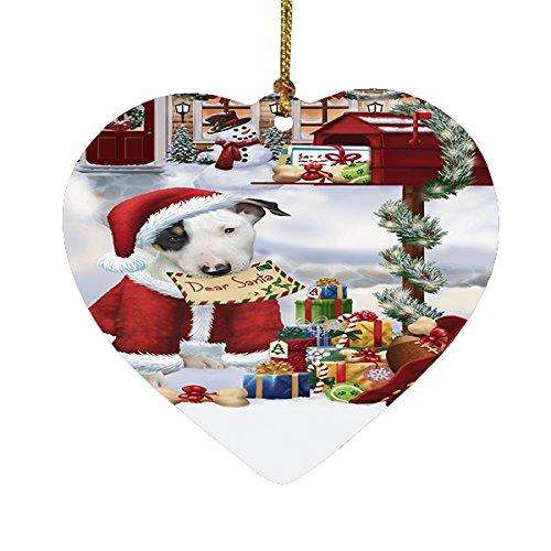 Bull Terrier Dear Santa Letter Christmas Holiday Mailbox Dog Heart Ornament