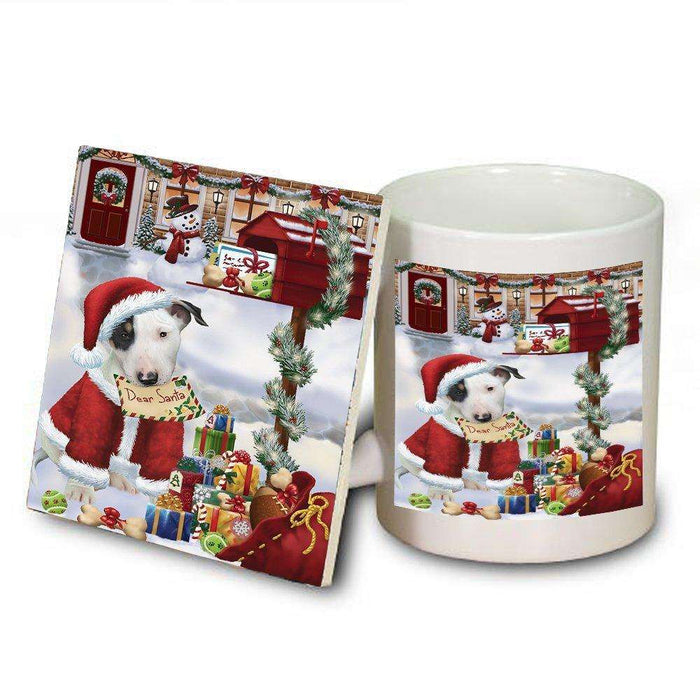 Bull Terrier Dear Santa Letter Christmas Holiday Mailbox Dog Mug and Coaster Set