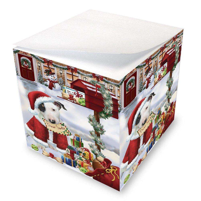 Bull Terrier Dear Santa Letter Christmas Holiday Mailbox Dog Note Cube D122