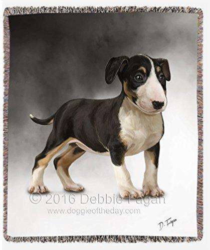 Bull Terrier Dog Art Portrait Print Woven Throw Blanket