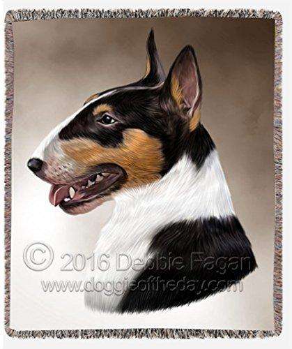 Bull Terrier Dog Art Portrait Print Woven Throw Blanket