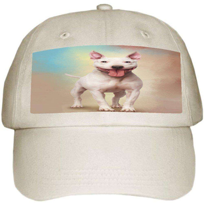 Bull Terrier Dog Ball Hat Cap Off White