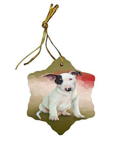 Bull Terrier Dog Christmas Snowflake Ceramic Ornament