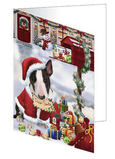 Bull Terrier Dog Dear Santa Letter Christmas Holiday Mailbox Handmade Artwork Assorted Pets Greeting Cards and Note Cards with Envelopes for All Occasions and Holiday Seasons GCD65663