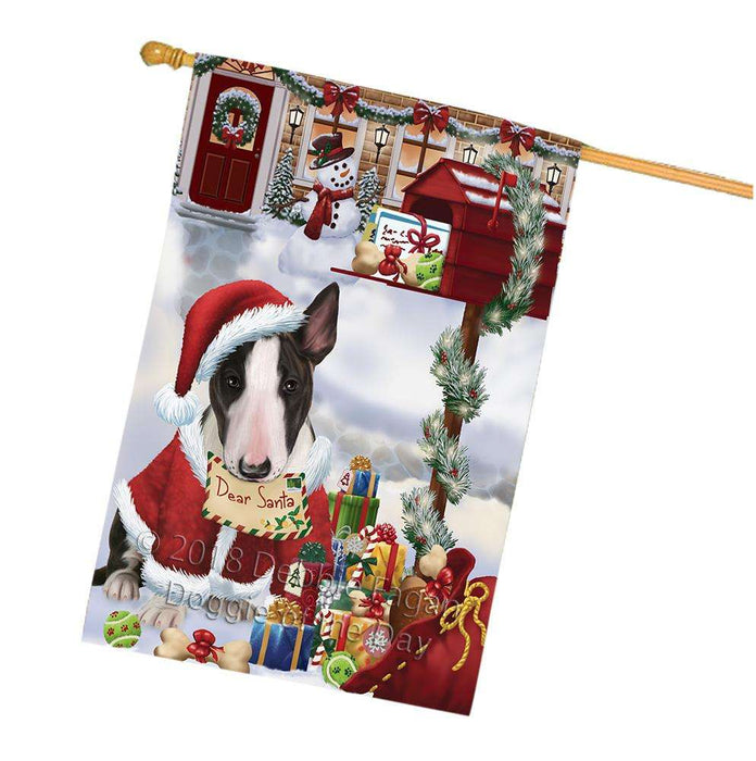 Bull Terrier Dog Dear Santa Letter Christmas Holiday Mailbox House Flag FLG54076