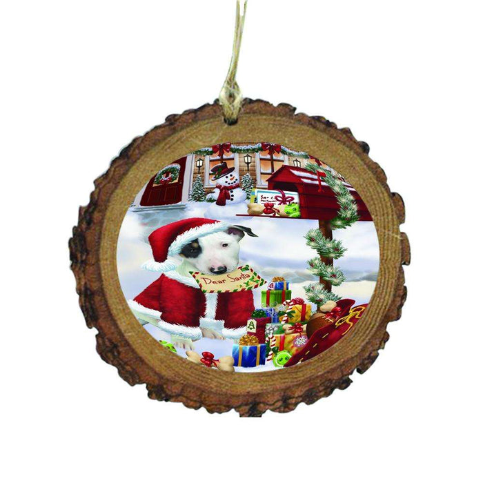 Bull Terrier Dog Dear Santa Letter Christmas Holiday Mailbox Wooden Christmas Ornament WOR49024