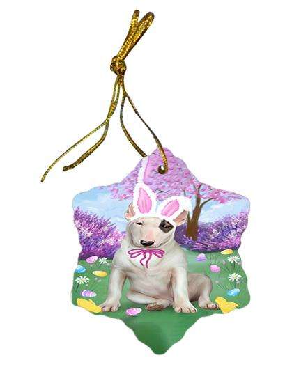 Bull Terrier Dog Easter Holiday Star Porcelain Ornament SPOR49066