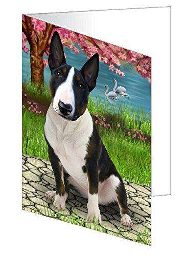 Bull Terrier Dog Handmade Artwork Assorted Pets Greeting Cards and Note Cards with Envelopes for All Occasions and Holiday Seasons D257