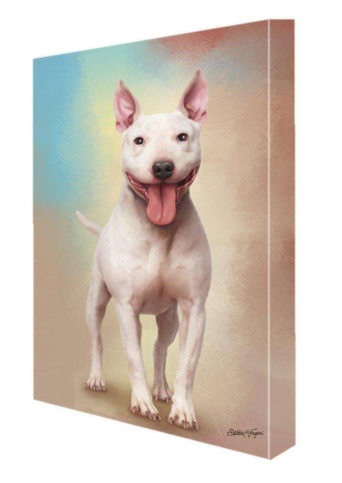 Bull Terrier Dog Painting Printed on Canvas Wall Art Signed