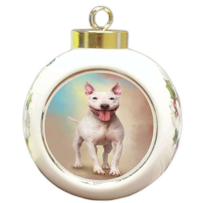 Bull Terrier Dog Round Ceramic Ball Christmas Ornament