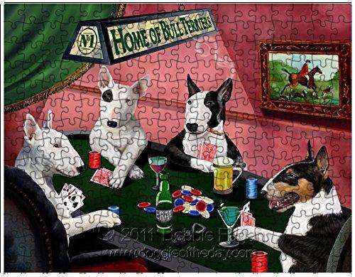 Bull Terrier Dogs Playing Poker 500 Pc. Puzzle with Photo Tin