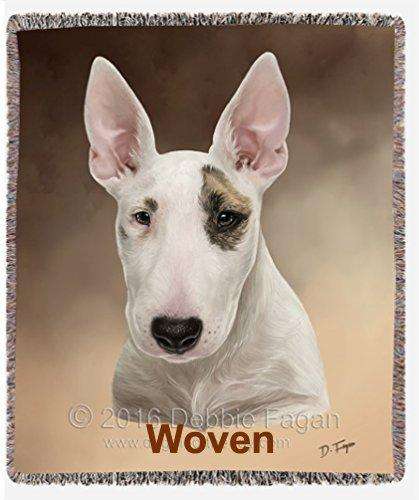 Bull Terrier Puppy Dog Art Portrait Print Woven Throw Sherpa Plush Fleece Blanket