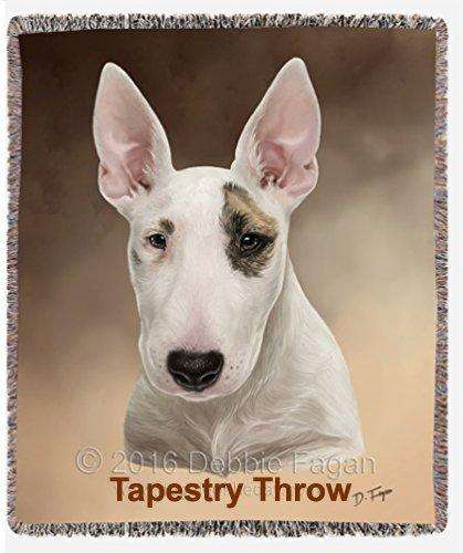 Bull Terrier Puppy Dog Art Portrait Print Woven Throw Sherpa Plush Fleece Blanket