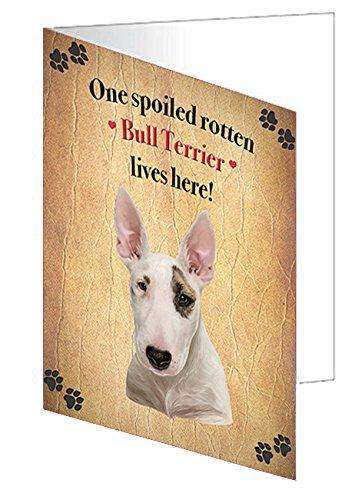 Bull Terrier Spoiled Rotten Dog Handmade Artwork Assorted Pets Greeting Cards and Note Cards with Envelopes for All Occasions and Holiday Seasons