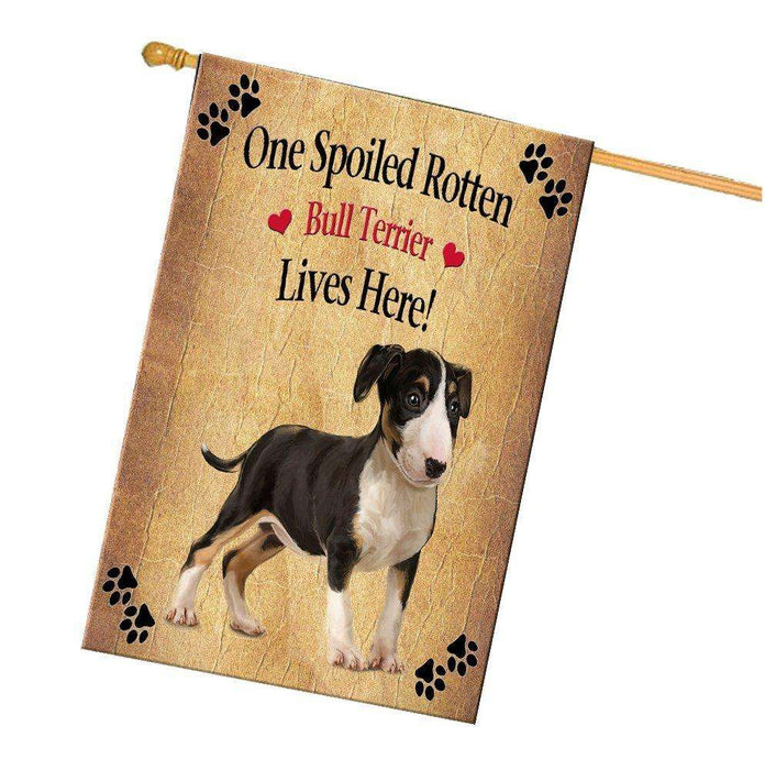 Bull Terrier Spoiled Rotten Dog House Flag