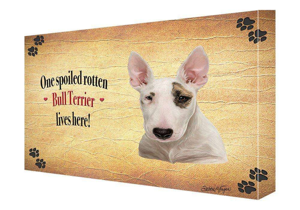 Bull Terrier Spoiled Rotten Dog Painting Printed on Canvas Wall Art Signed