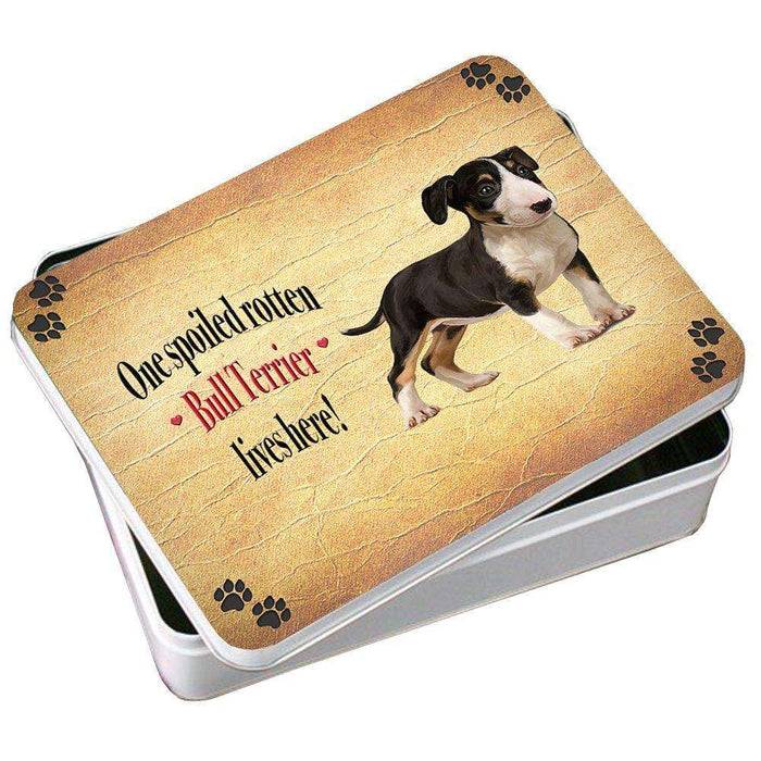 Bull Terrier Spoiled Rotten Dog Photo Storage Tin