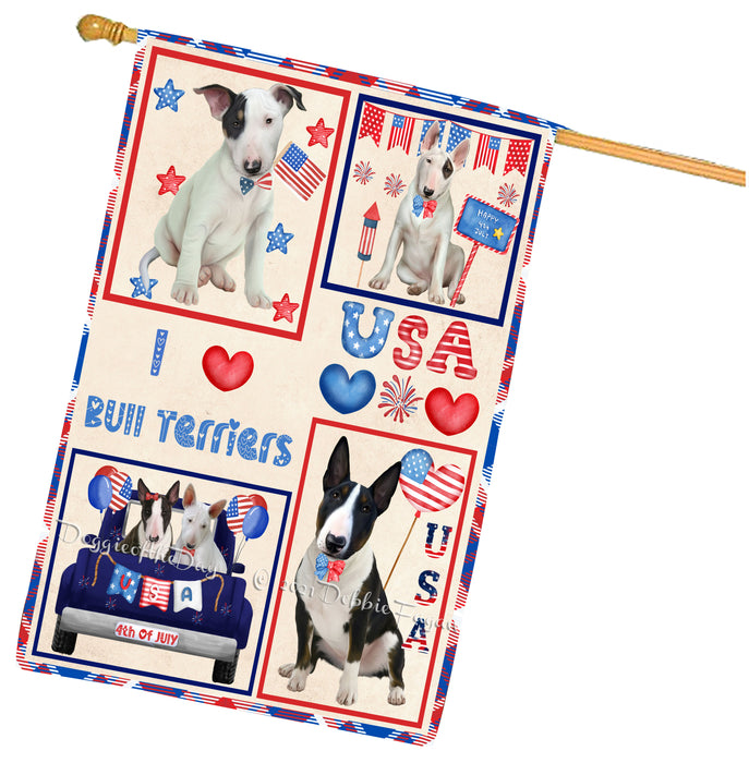 4th of July Independence Day I Love USA Bull Terrier Dogs House flag FLG66941