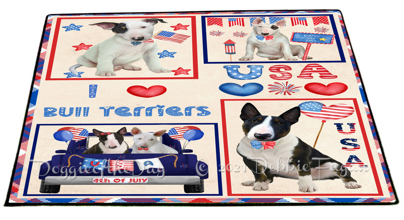 4th of July Independence Day I Love USA Bull Terrier Dogs Floormat FLMS56161 Floormat FLMS56161