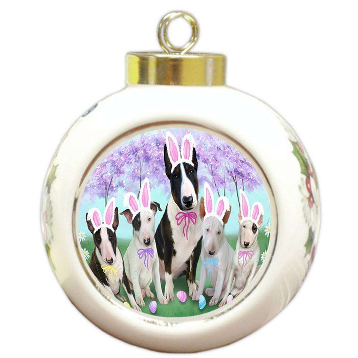 Bull Terriers Dog Easter Holiday Round Ball Christmas Ornament RBPOR49073