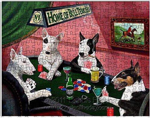 Bull Terriers Puzzle 300 Pc. with Photo Tin Four Dogs Playing Poker