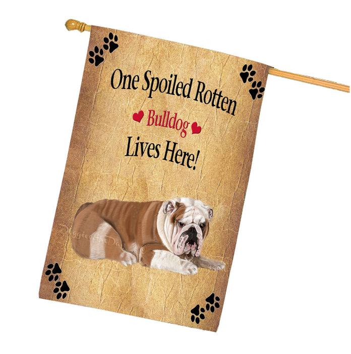 Spoiled Rotten Bulldog House Flag Outdoor Decorative Double Sided Pet Portrait Weather Resistant Premium Quality Animal Printed Home Decorative Flags 100% Polyester FLG68257
