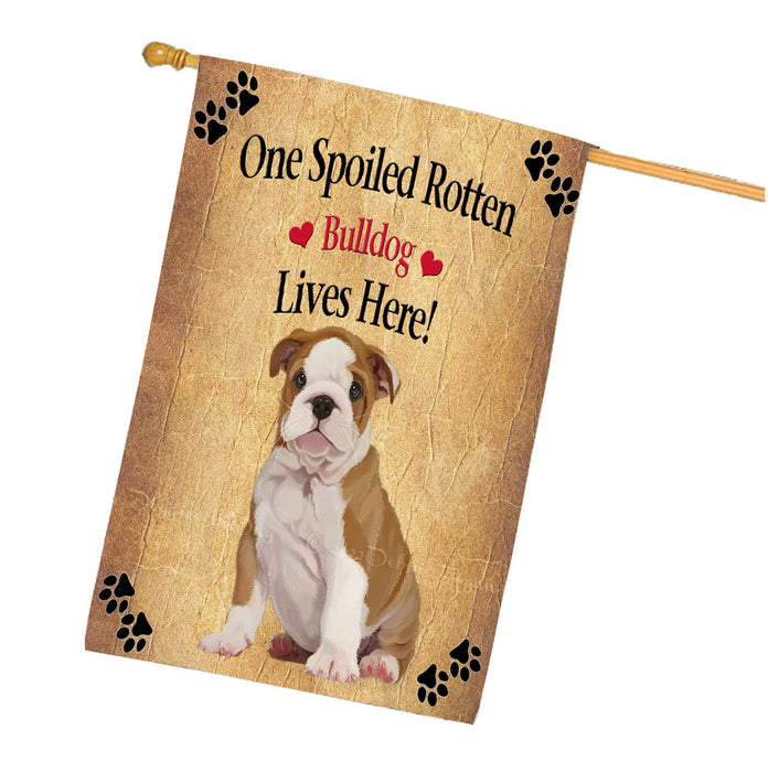 Spoiled Rotten Bulldog House Flag Outdoor Decorative Double Sided Pet Portrait Weather Resistant Premium Quality Animal Printed Home Decorative Flags 100% Polyester FLG68255