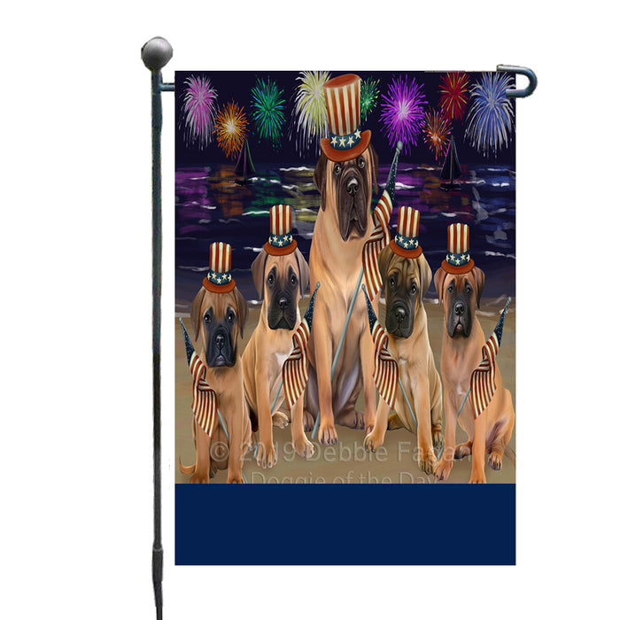 Personalized 4th of July Firework Bull Mastiff Dogs Custom Garden Flags GFLG-DOTD-A57826