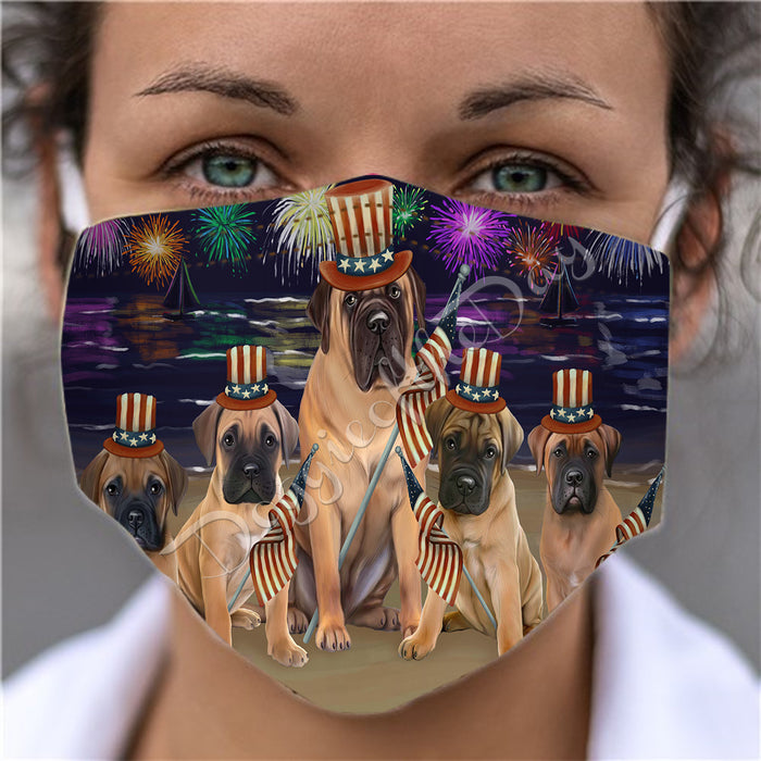 4th of July Independence Day Bull Terrier Dogs Face Mask FM49388