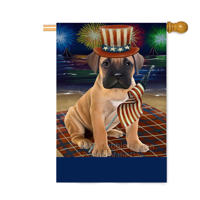 Personalized 4th of July Firework Bull Mastiff Dog Custom House Flag FLG-DOTD-A57883
