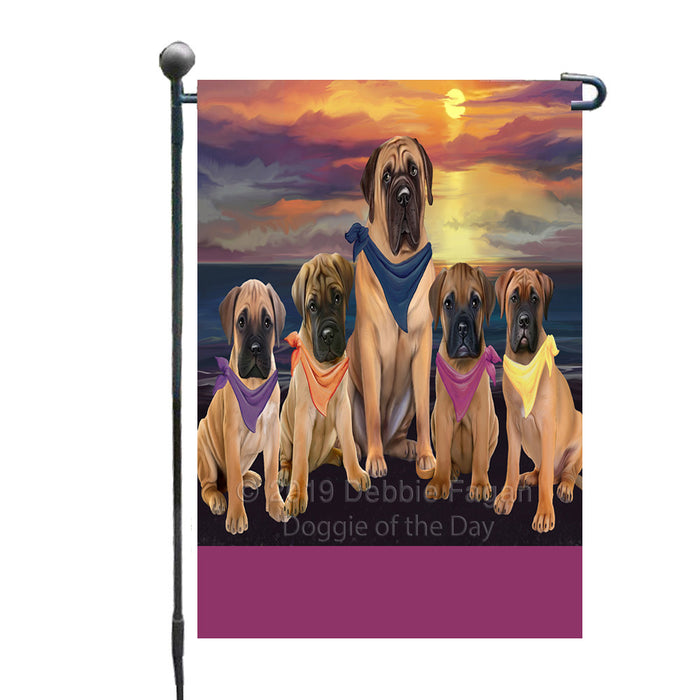 Personalized Family Sunset Portrait Bull Mastiff Dogs Custom Garden Flags GFLG-DOTD-A60585