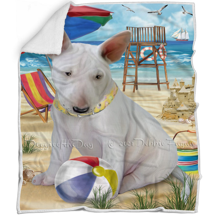 Pet Friendly Beach Bull Terrier Dog Blanket BLNKT65712