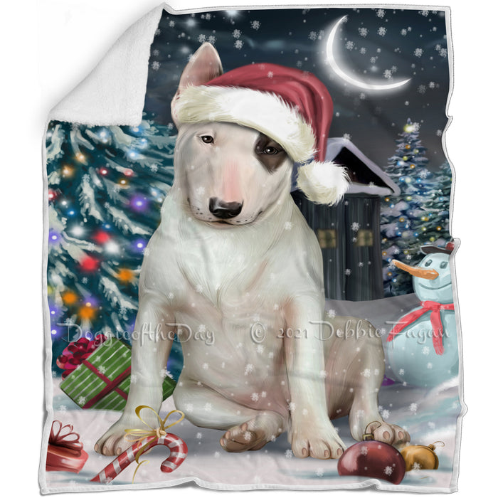 Have a Holly Jolly Christmas Bull Terrier Dog in Holiday Background Blanket D017