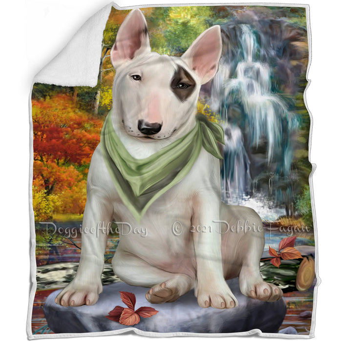 Scenic Waterfall Bull Terrier Dog Blanket BLNKT83343