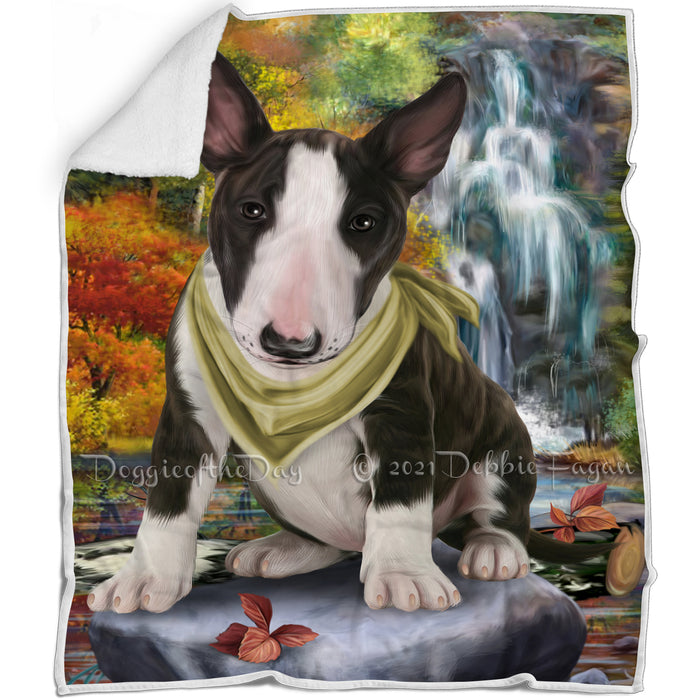 Scenic Waterfall Bull Terrier Dog Blanket BLNKT83352