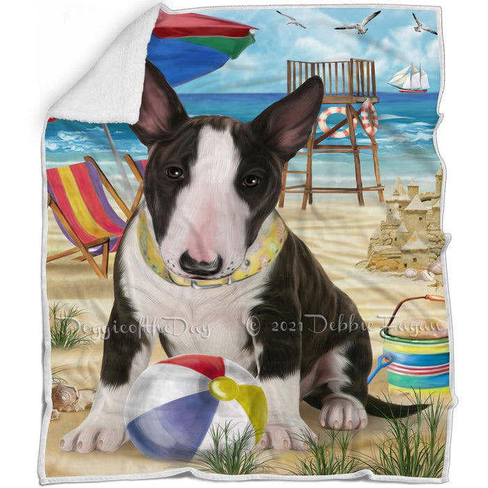 Pet Friendly Beach Bull Terrier Dog Blanket BLNKT65721