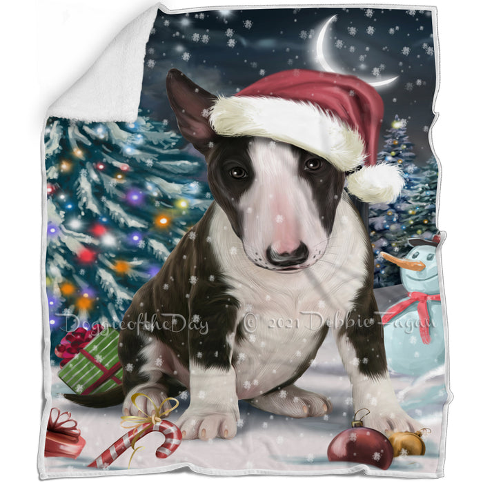 Have a Holly Jolly Christmas Bull Terrier Dog in Holiday Background Blanket D018