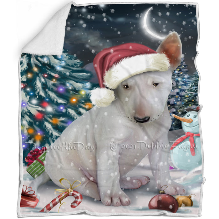 Have a Holly Jolly Christmas Bull Terrier Dog in Holiday Background Blanket D019