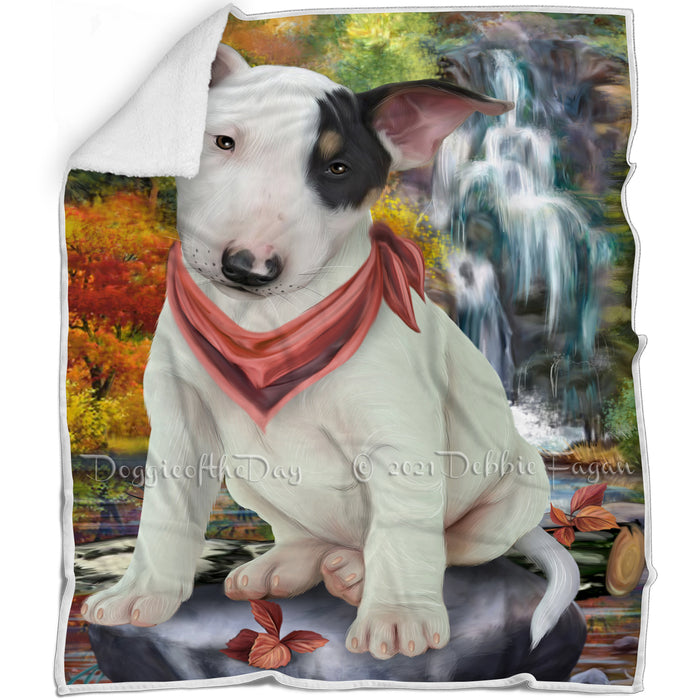 Scenic Waterfall Bull Terrier Dog Blanket BLNKT83361