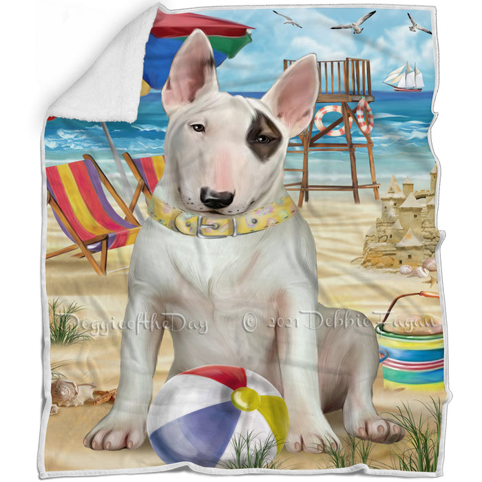Pet Friendly Beach Bull Terrier Dog Blanket BLNKT65739