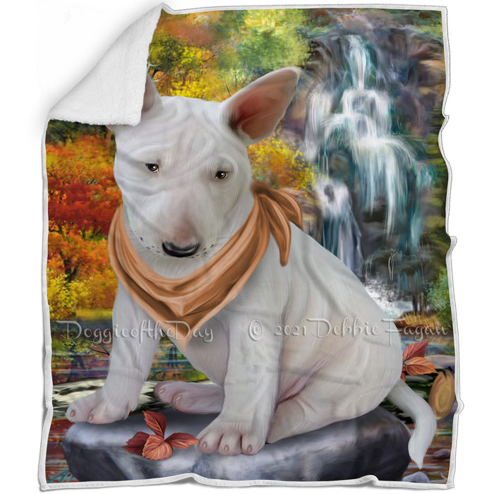 Scenic Waterfall Bull Terrier Dog Blanket BLNKT83370