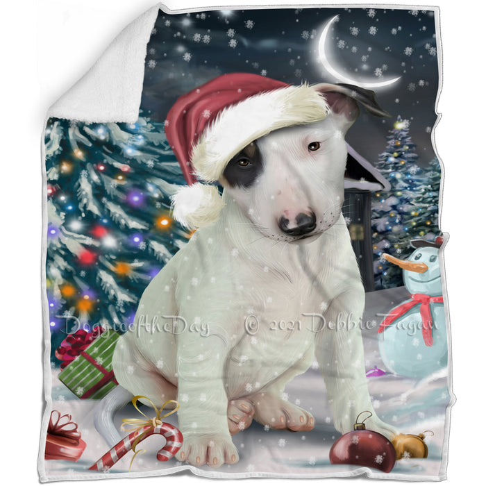 Have a Holly Jolly Christmas Bull Terrier Dog in Holiday Background Blanket D020