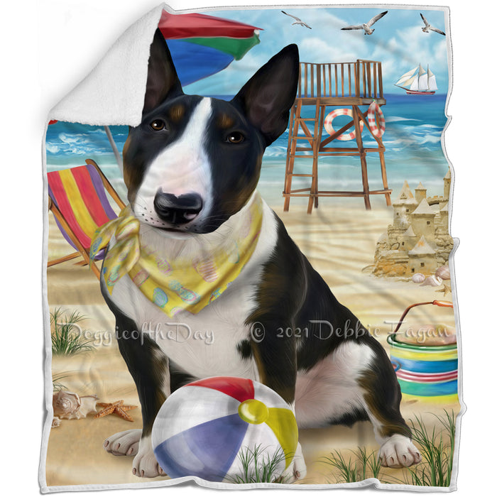 Pet Friendly Beach Bull Terrier Dog Blanket BLNKT65748