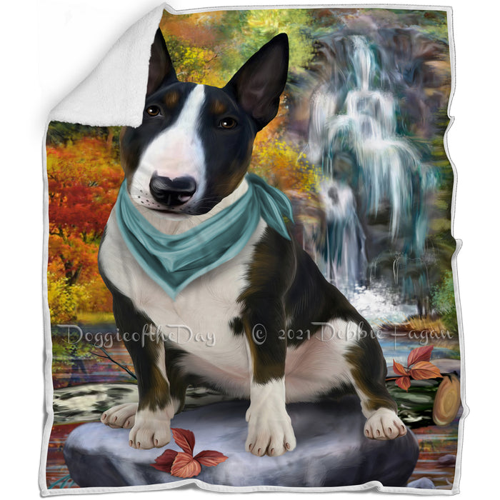 Scenic Waterfall Bull Terrier Dog Blanket BLNKT83379